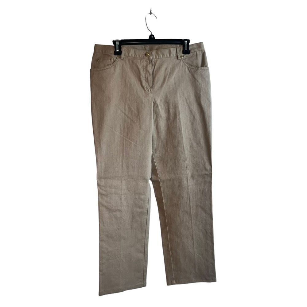 Lark Lane Women's Embellished Pockets Tan Casual Pants Size 12